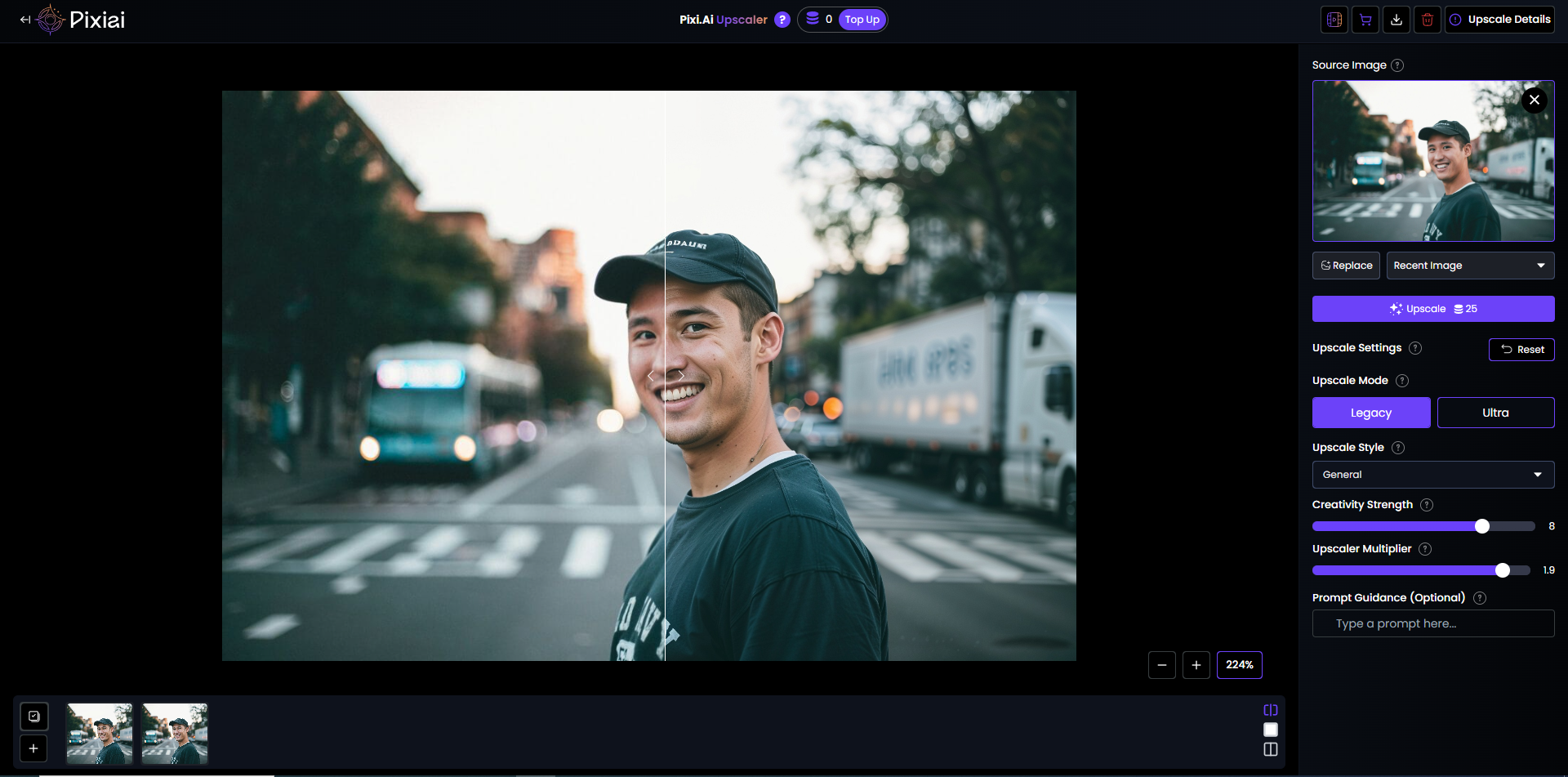 Demo representation of how to upscale an image without losing quality with Pixi AI